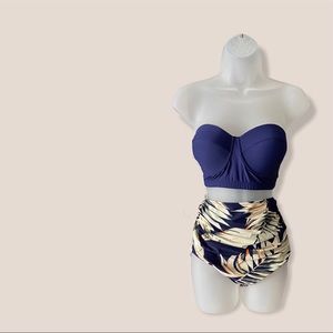 Tropical 2 piece High waisted Bathing Suit